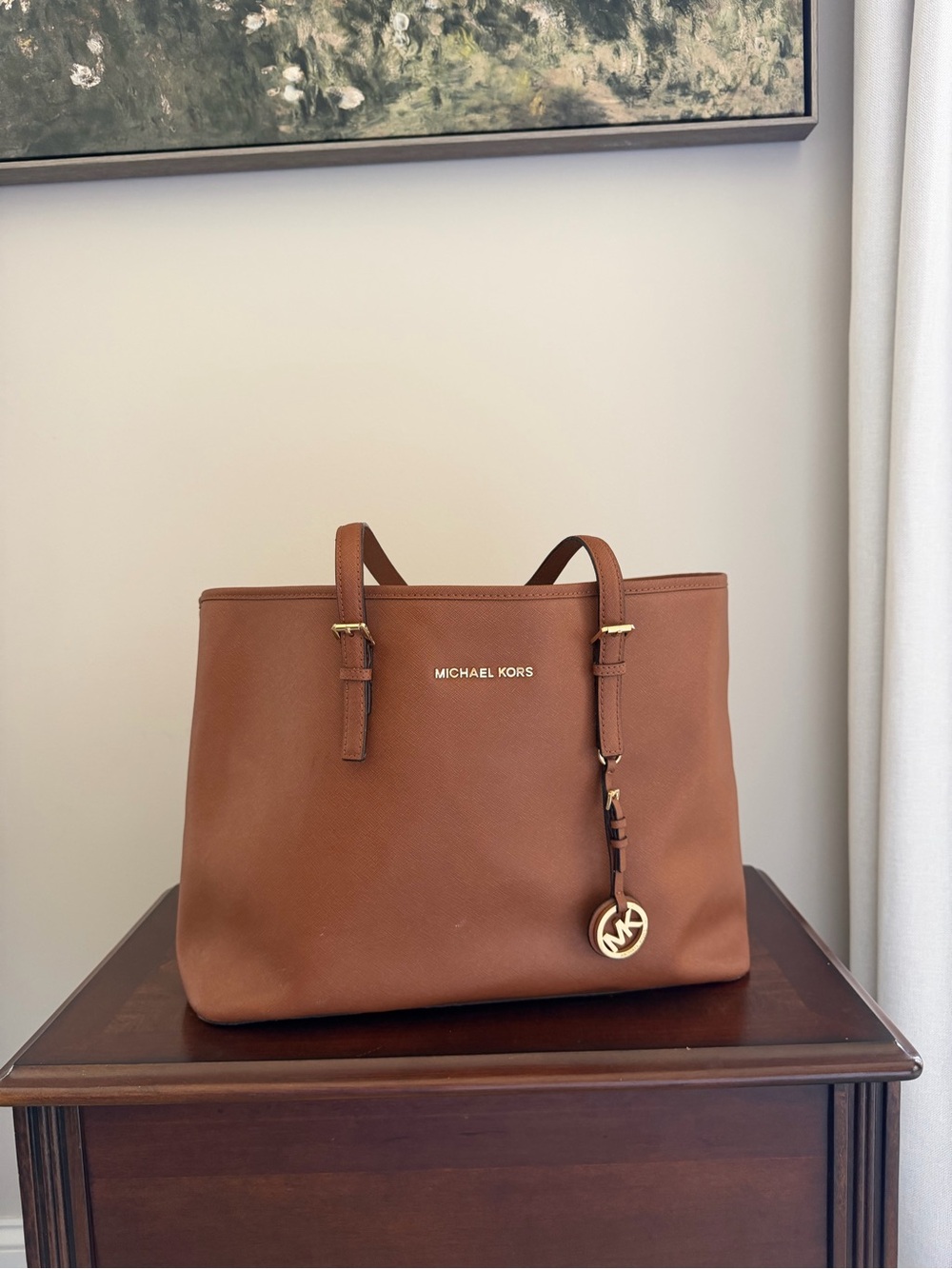 Michael Kors Large Cognac Leather Tote - Picture 2 of 9